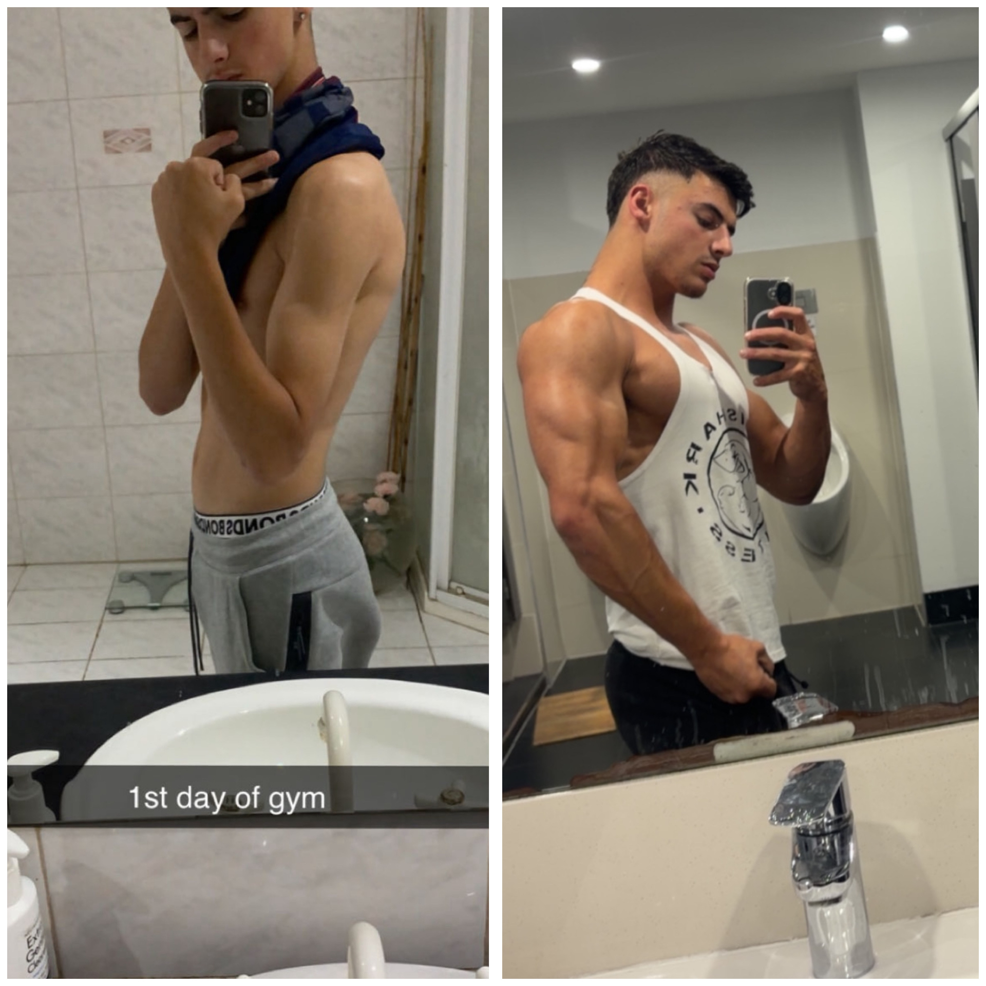 First day of gym vs now — muscle transformation